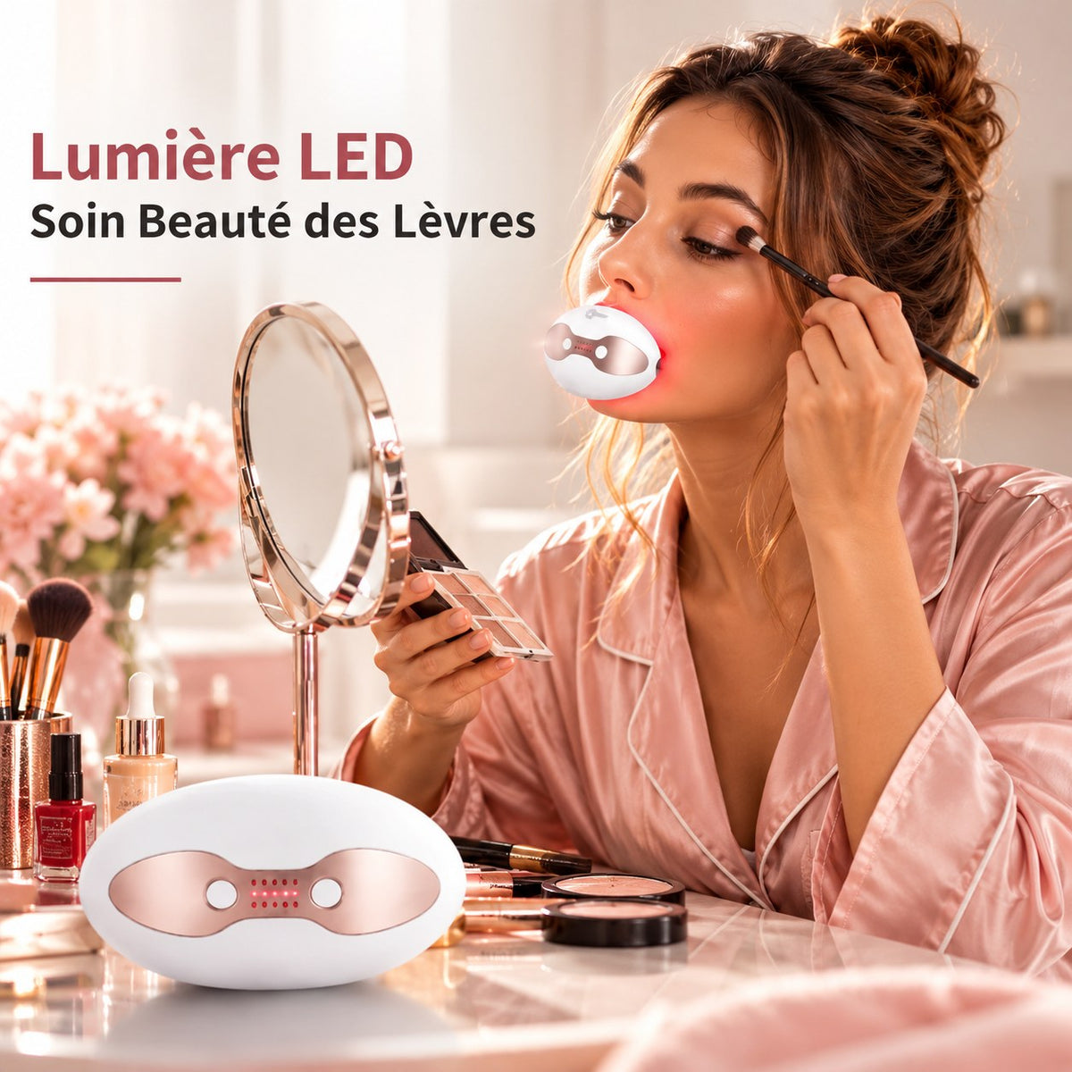 LipsGlow, appareil de soin LED pour les lèvres présenté dans une routine beauté